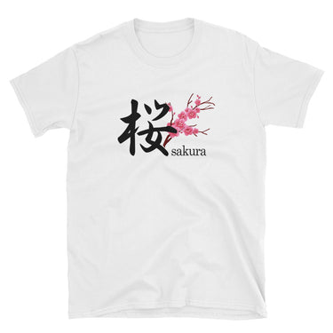Sakura Cherry Blossoms with Japanese Kanji Short-Sleeve Unisex T-Shirt - The Japan Shop